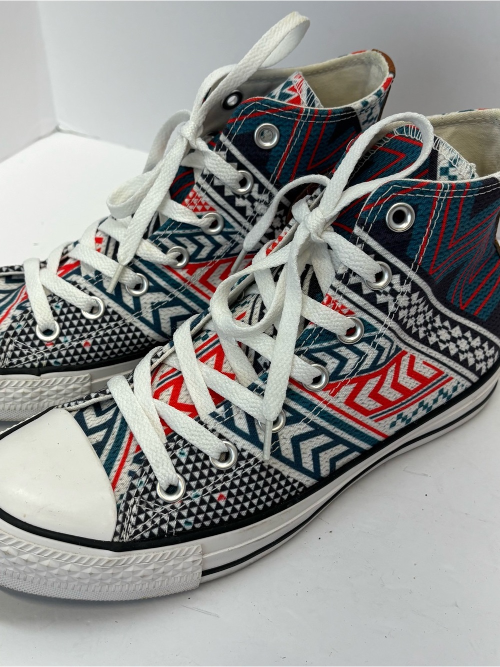 Converse Shoes M 6/W 8 Tribal Chevron Leather Chuck High Top Festival Geometric - Picture 5 of 9
